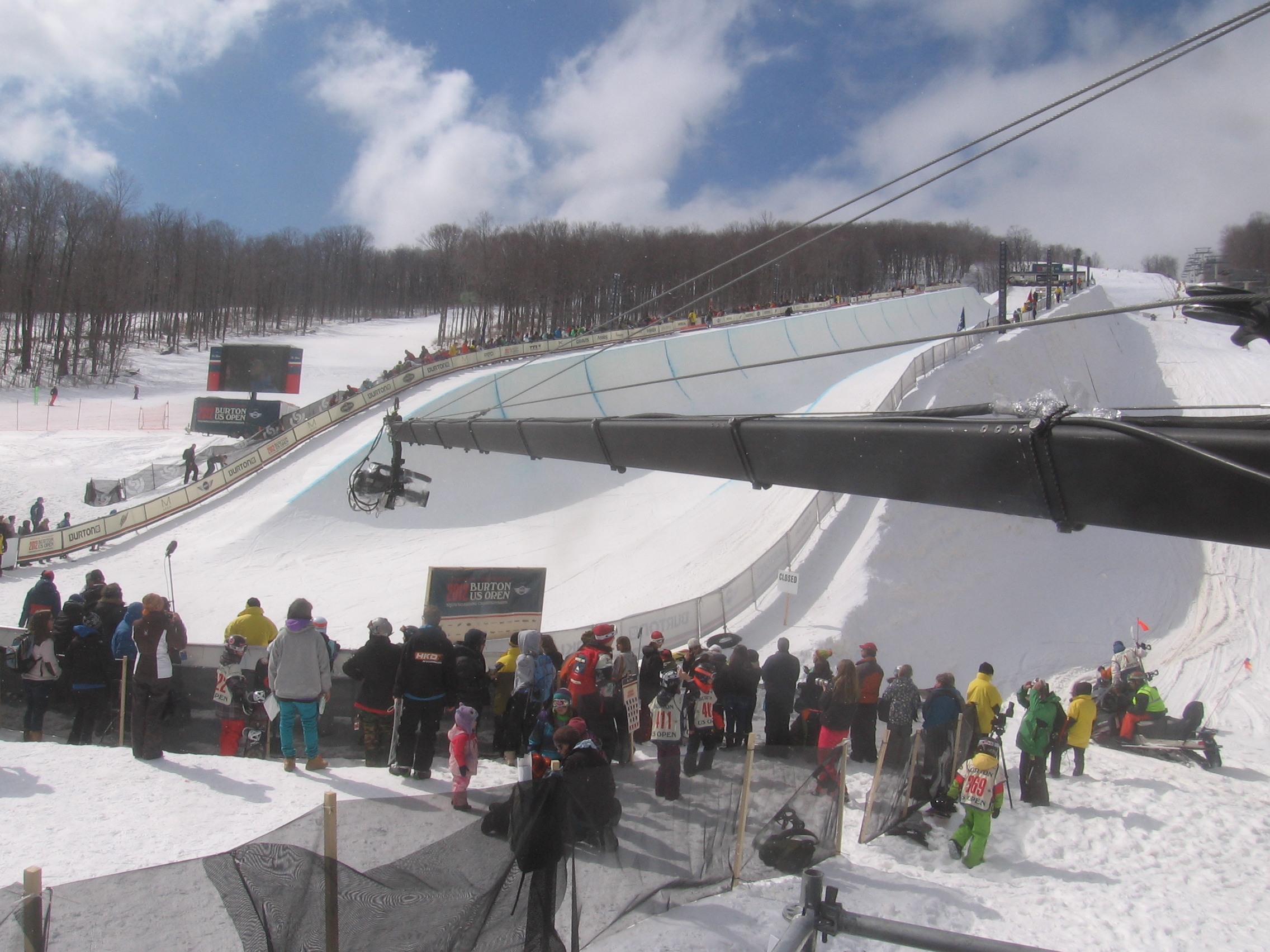 New York Jib, jimmy jib at Stratton Mountain for snowboarding championships