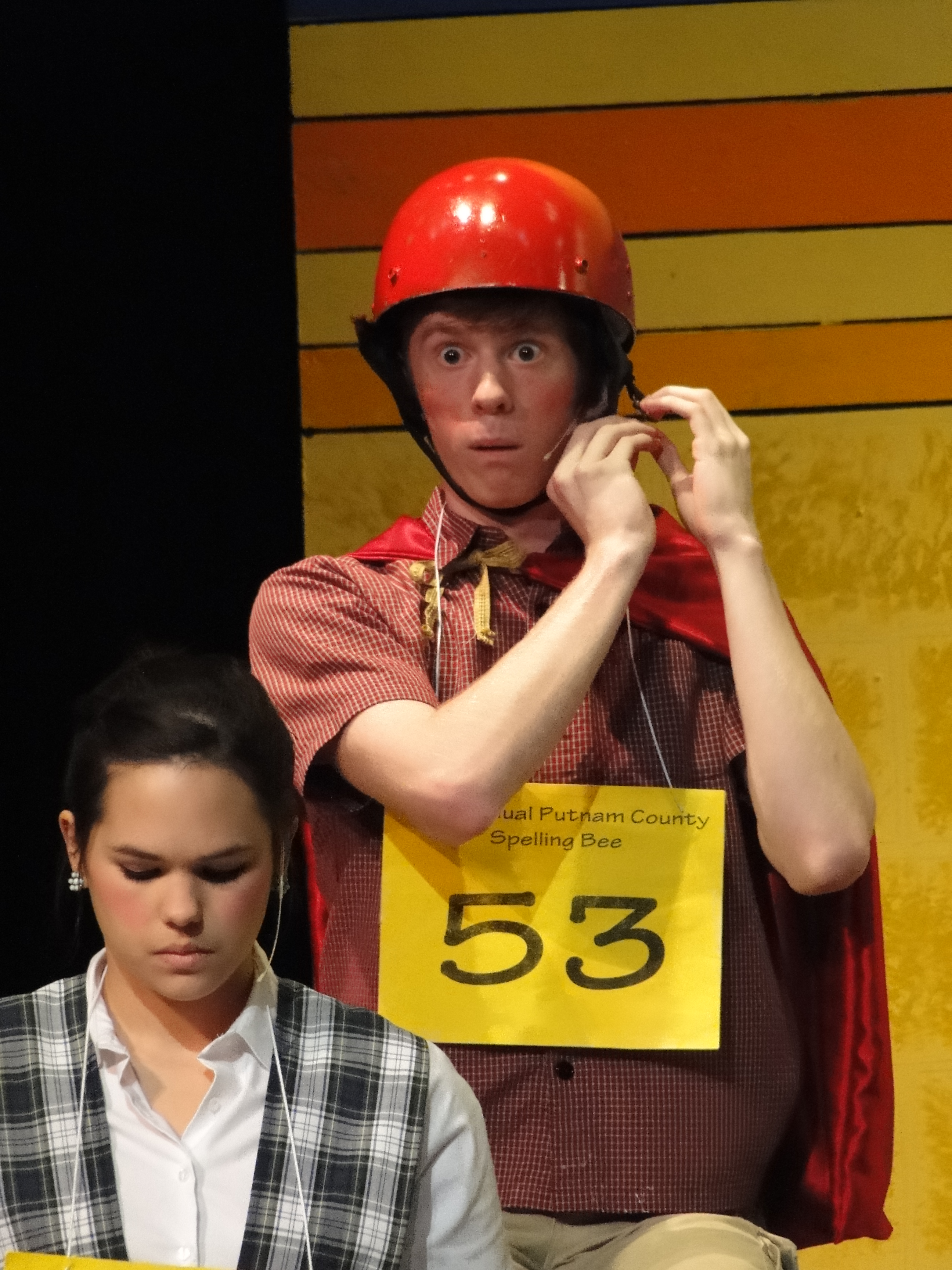 Will Ritchie as Leaf Coneybear in The 25th Annual Putnam County Spelling Bee. Pictured with Nicole Vazquez.
