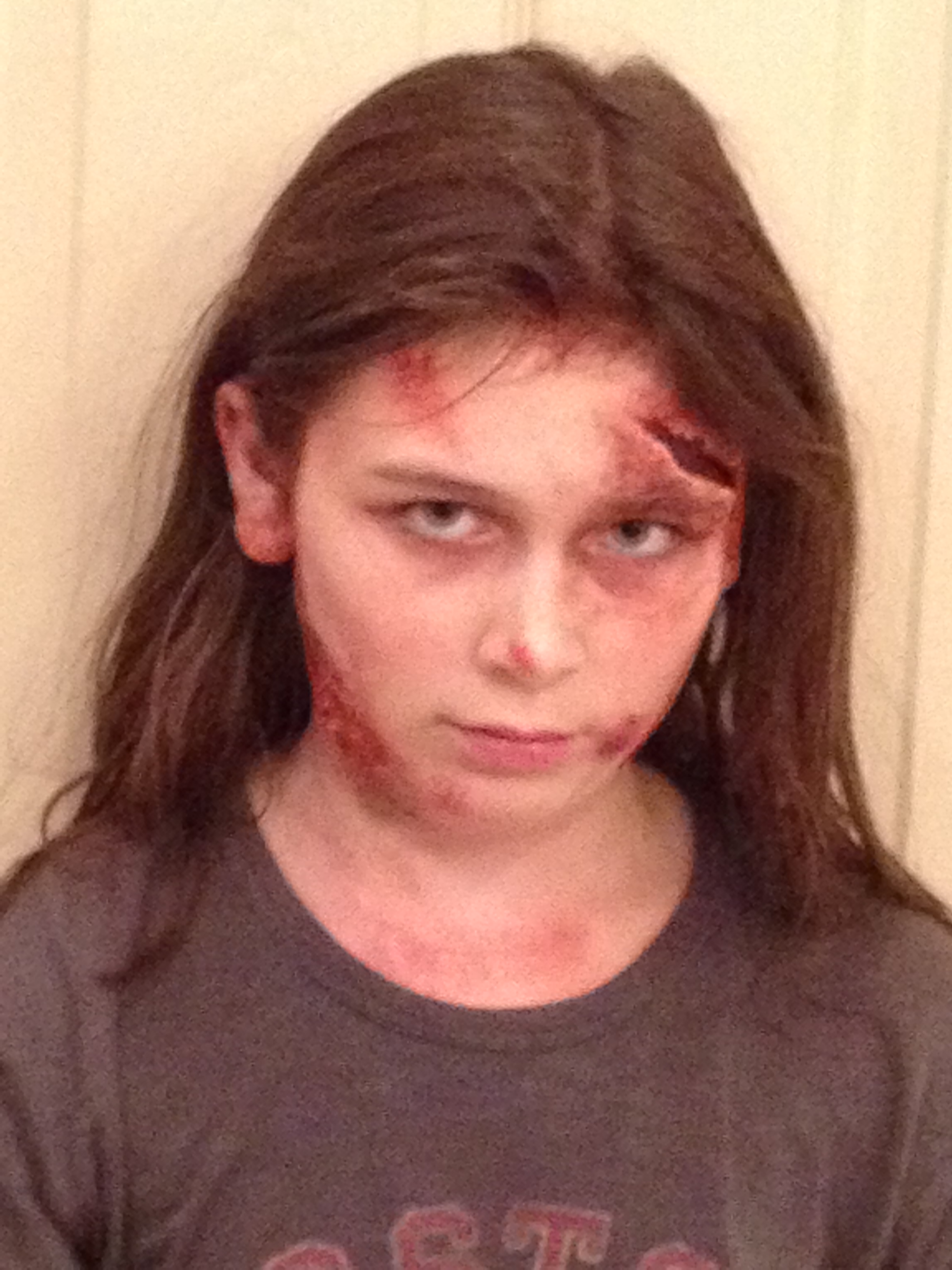 In full zombie makeup . . .
