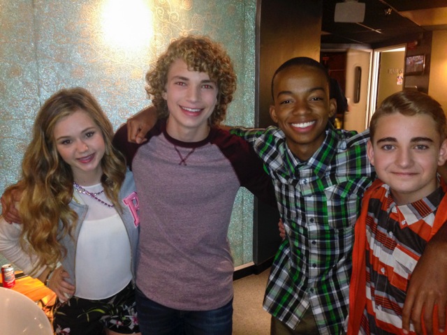 Brec Bassinger, Will Meyers, Coy Stewart, Buddy Handleson ~ bts on NICKELODEON's Bella and the Bulldogs (January 2015)