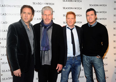 Nicolas Cage, Ron Perlman, Tucker Tooley and Ryan Kavanaugh at event of Juodosios raganos metai (2011)