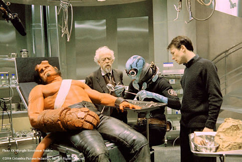 Still of John Hurt, Ron Perlman, Doug Jones and Rupert Evans in Hellboy (2004)