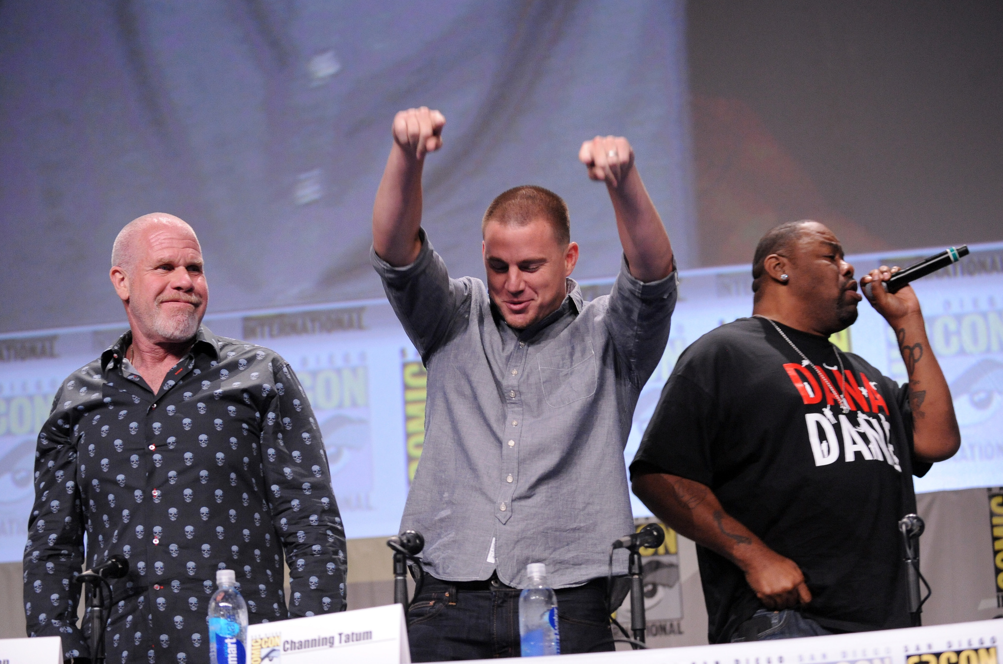 Ron Perlman, Biz Markie and Channing Tatum at event of Gyvenimo knyga (2014)