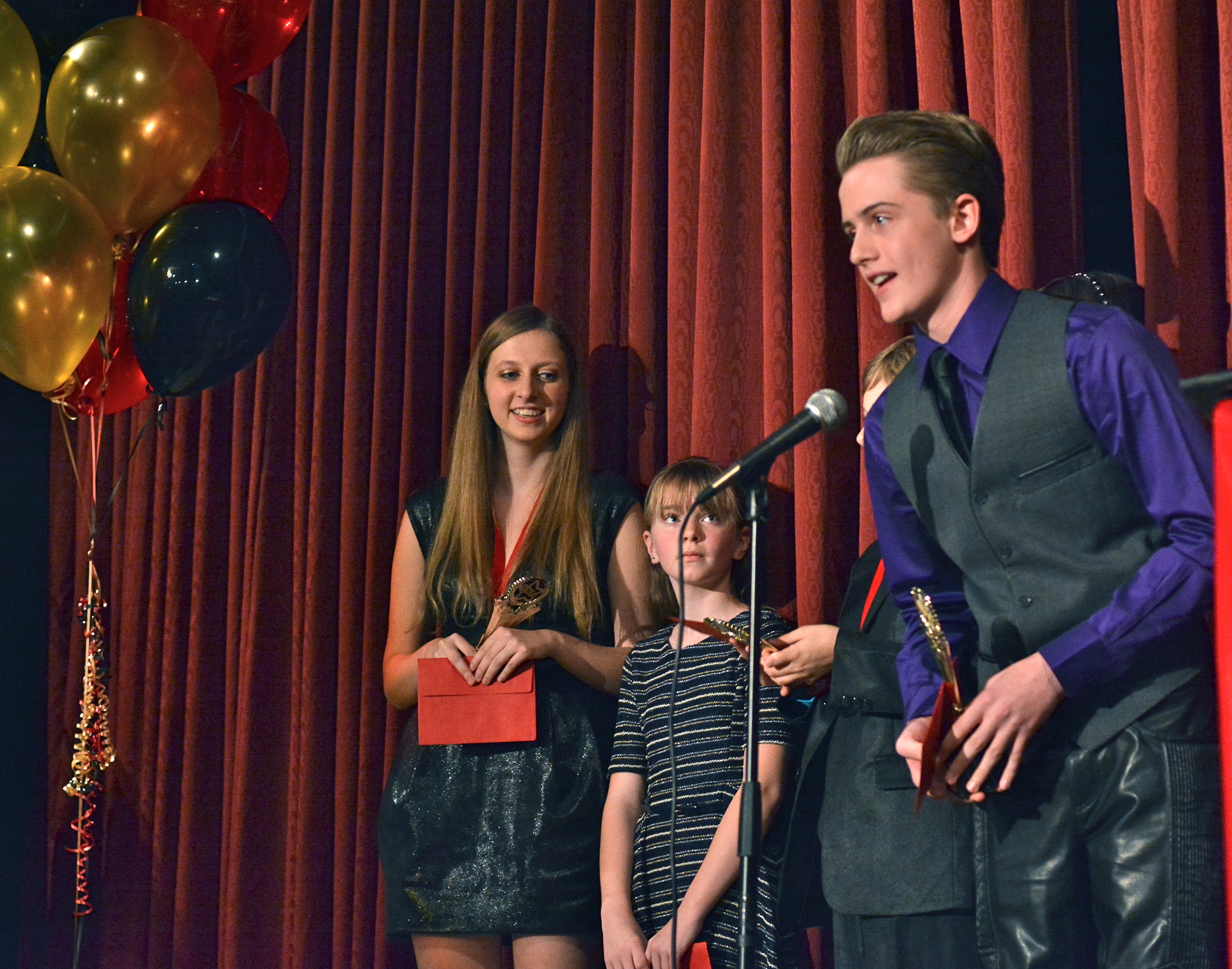 Jadon giving his acceptance speech at the 2014 Joey Awards in Vancouver