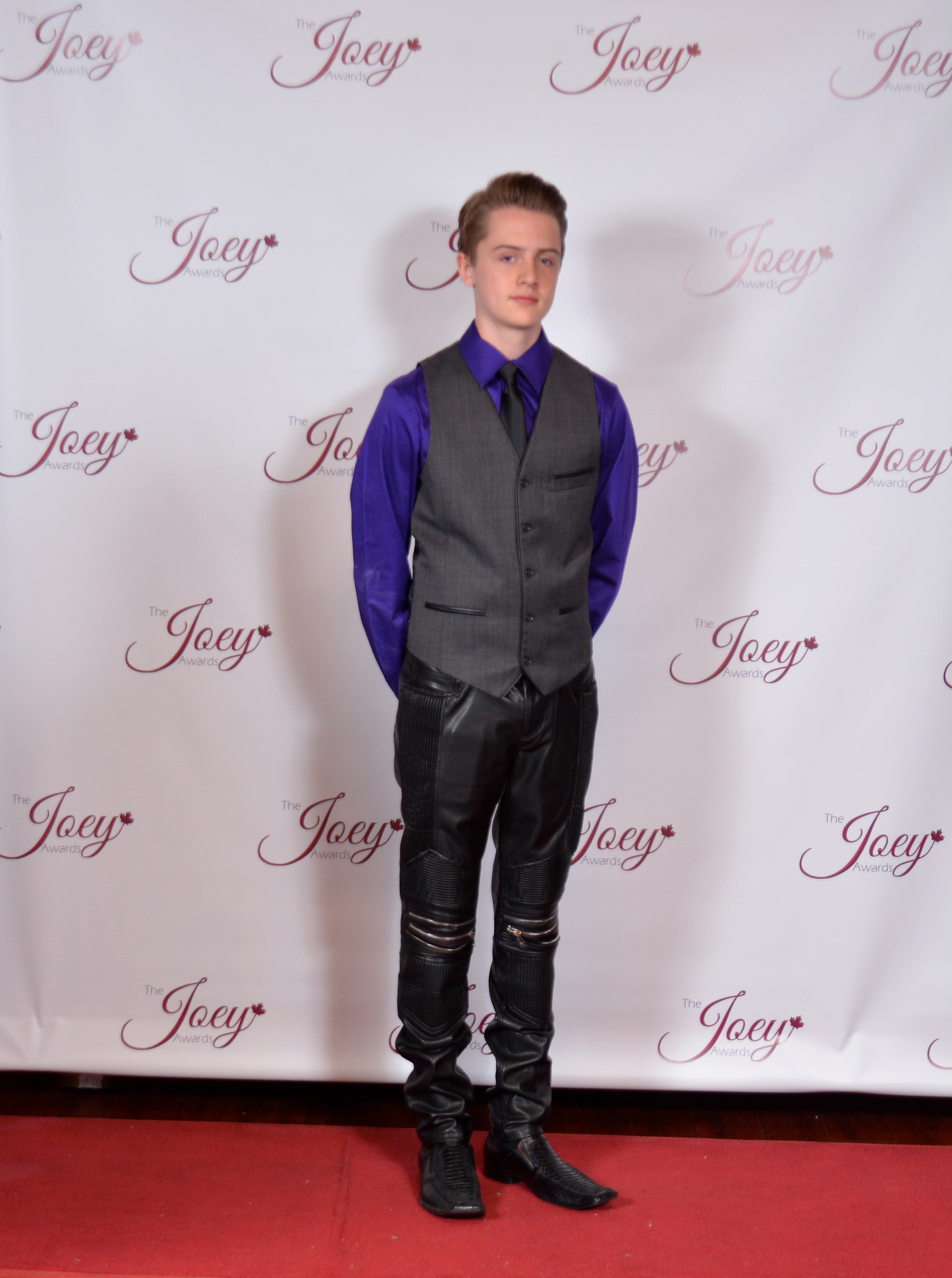 Jadon walking the red carpet at the 2014 Joey Awards in Vancouver