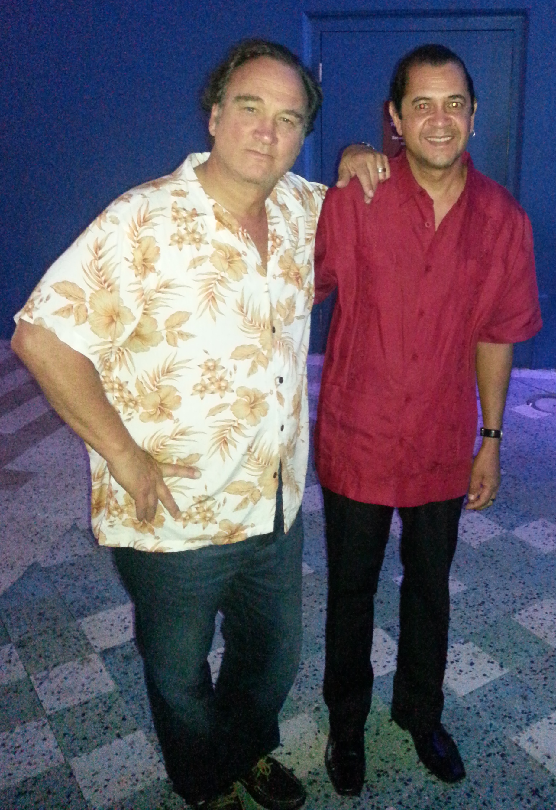 Jim Belushi and Santos Caraballo off set of Change of Heart the Movie 2014