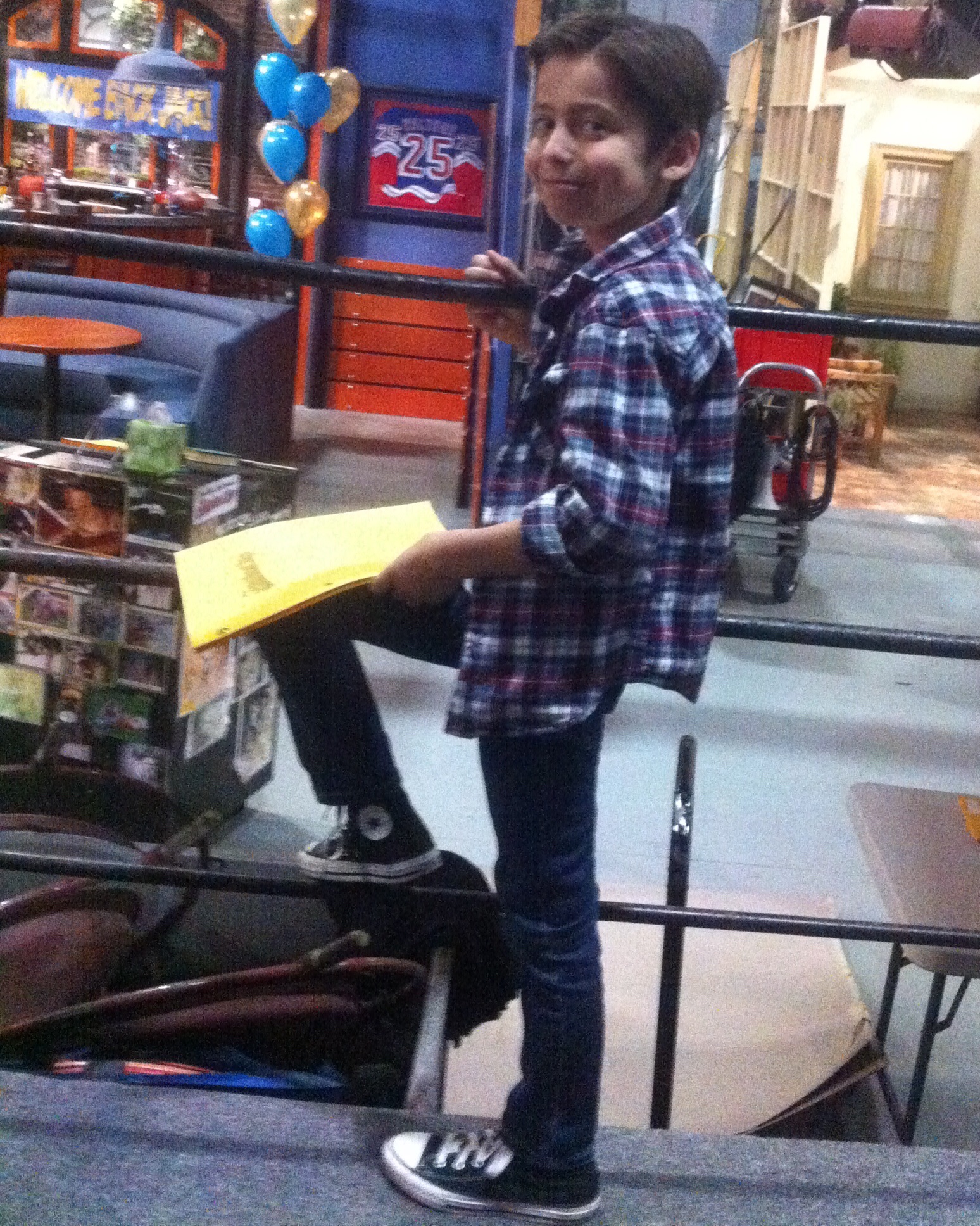 Aidan Gallagher on the set of the pilot JACKED UP for CBS.