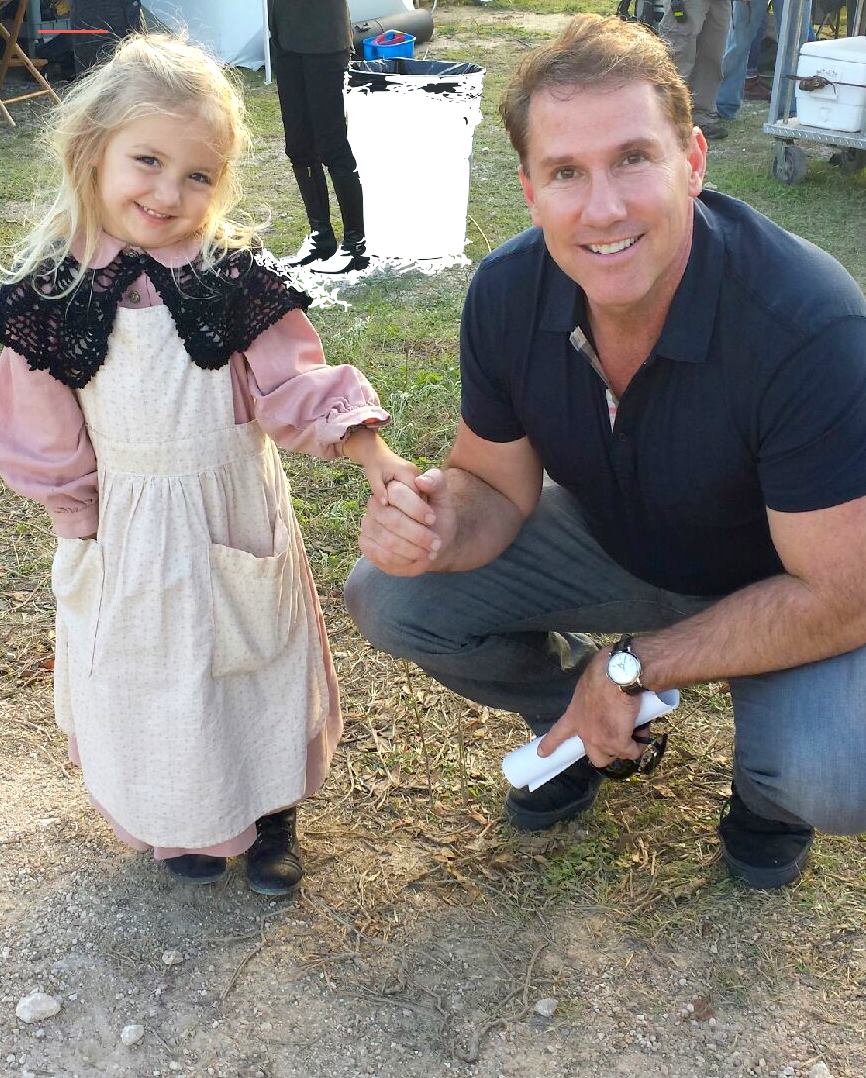 Lydia with Nicholas Sparks on the set of Deliverance Creek.