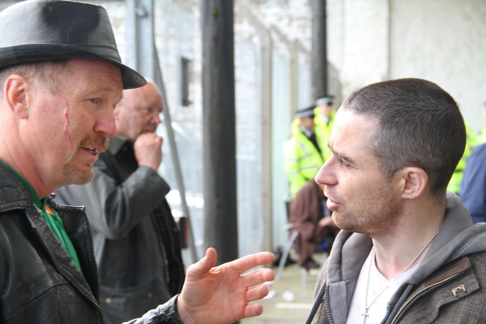 Steve Collins and Mark Hutchinson on set of Andy's short film Tax City