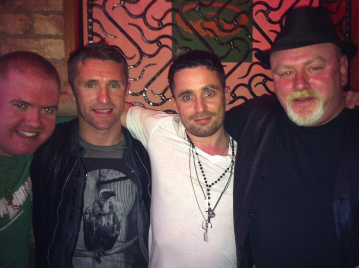 Andy, Robbie Keane, Mark Hutchinson and Noel 'Razor' Smith at The Clan London Pre Production Party - London