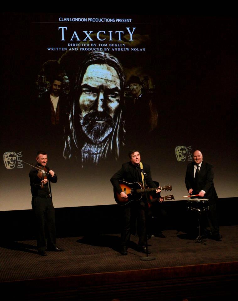 Andy's band The BibleCodeSundays perform at the BAFTA Premiere of his short film Tax City