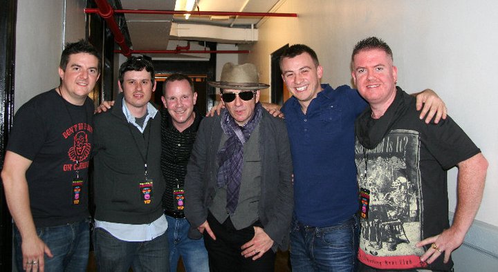 Andy and his band The BibleCodeSundays with Elvis Costello after performing with Elvis at The Wang Theatre, Boston USA