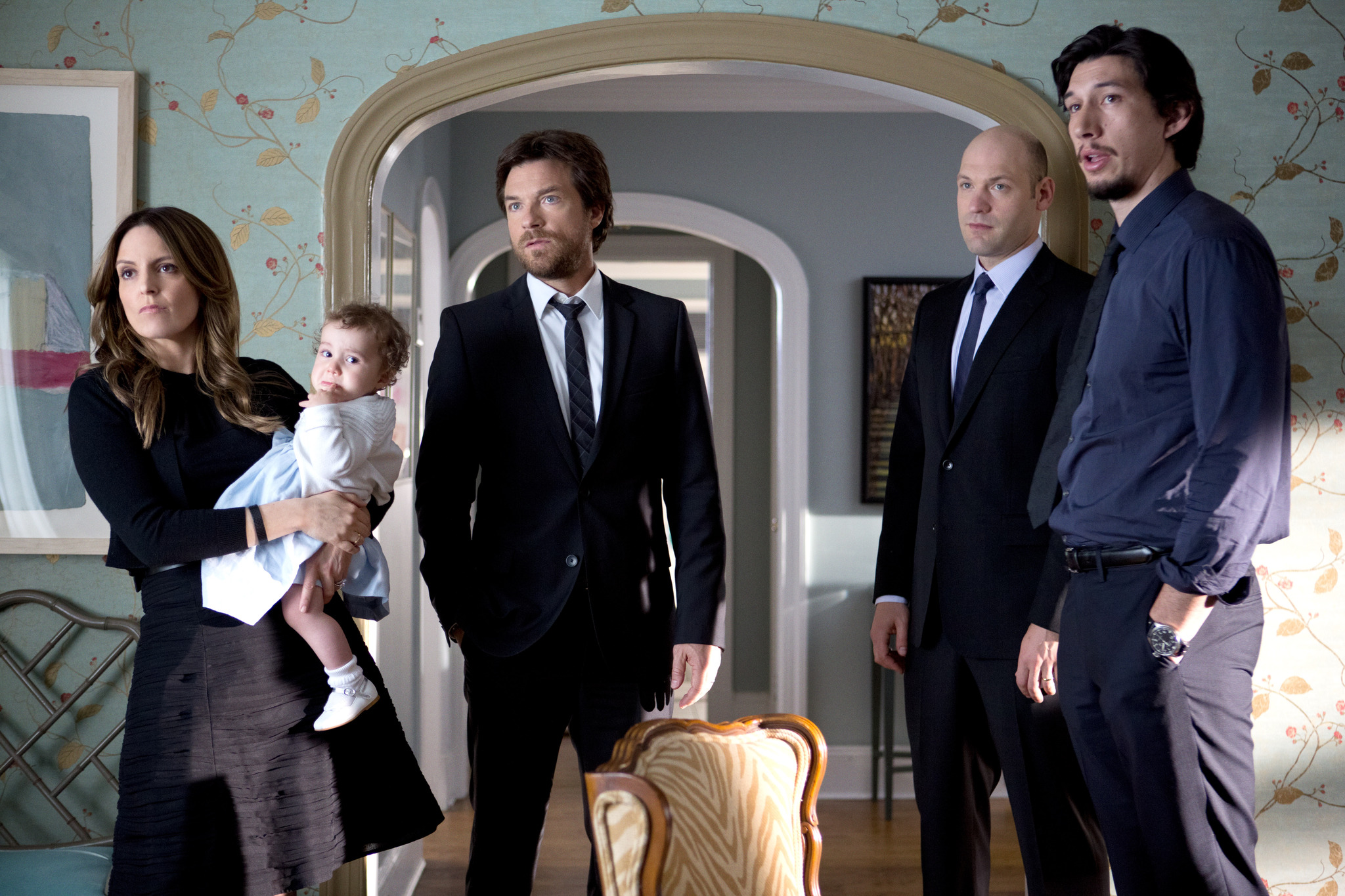 Still of Jason Bateman, Tina Fey, Corey Stoll and Adam Driver in This Is Where I Leave You (2014)