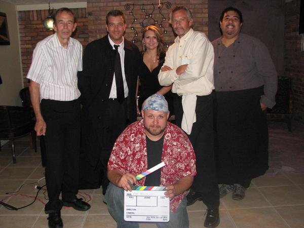 L-R: Barry Livingston, Paul Damon, Merry Dawn, Smith (crouched), Keith Burrows and Joseph Cintron on set for the 2008 48 Hour Film Project (Houston).