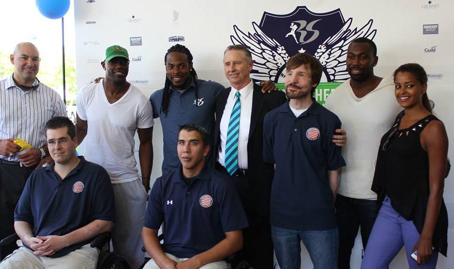 with Our Veterans Helping a Hero and Joe Tafoya, Terrell Owens, Richard Sherman, Kerry Carter and Claudia Jordan 2013 Richard Sherman Celebrity Softball Game