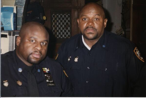 Canadian stuntman Christopher D. Amos, father of Michael A. Amos, pictured on set with Charles S. Dutton