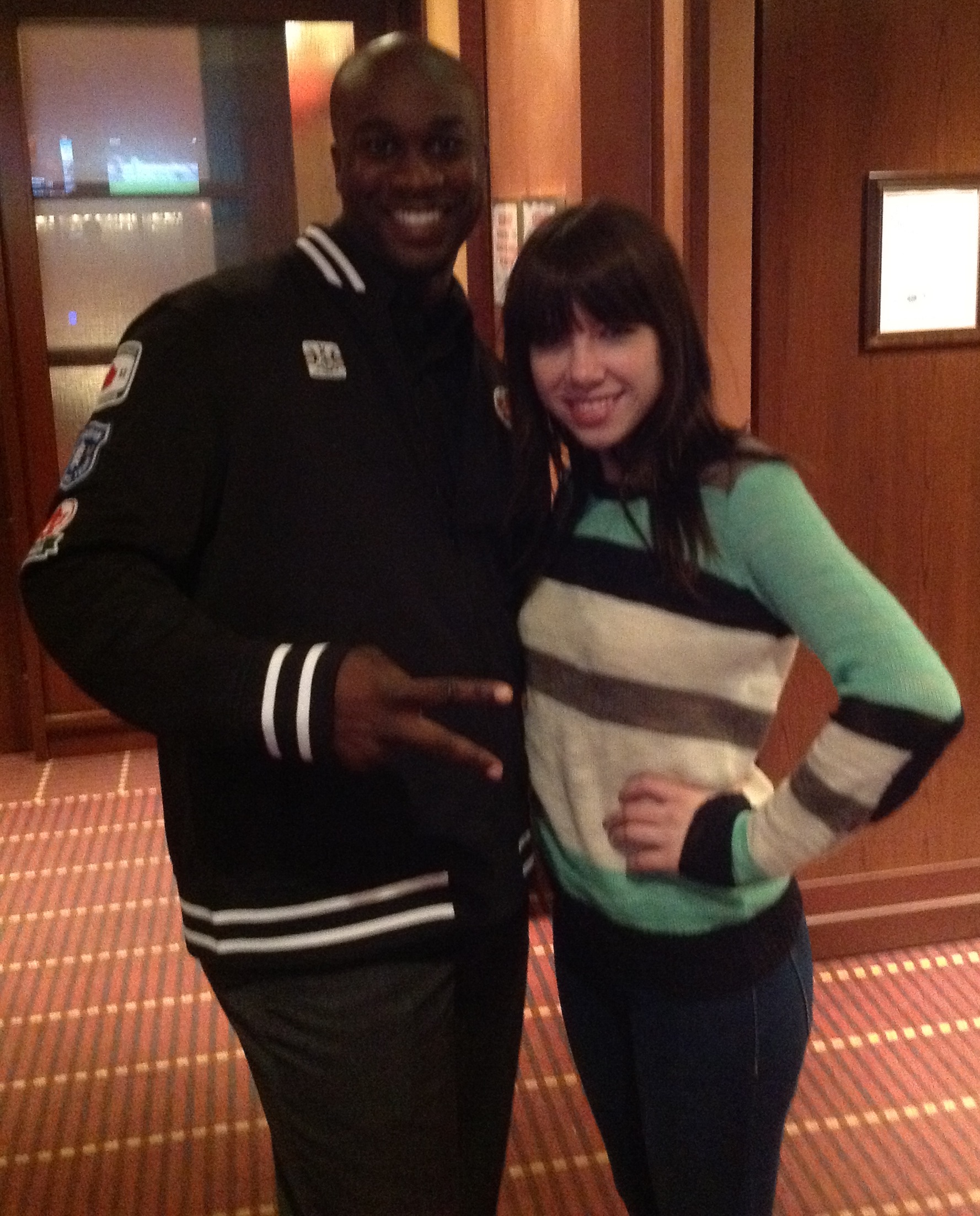 Actor Michael A. Amos with singer Carley Rae Jespen in Chicago, IL