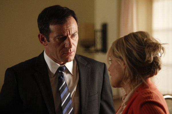 Still of Jason Isaacs and Laura Allen in Awake (2012)