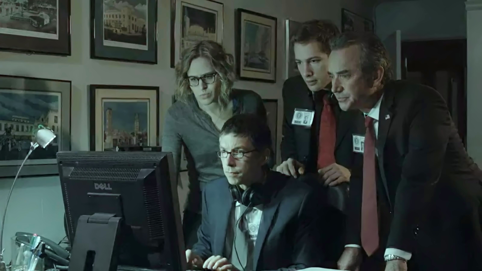 Brandon Denton as Bruce Fox with Todd Aaron Brotze, Heather Ryan, and Doug Olsson in NSA: Another Day at the Office