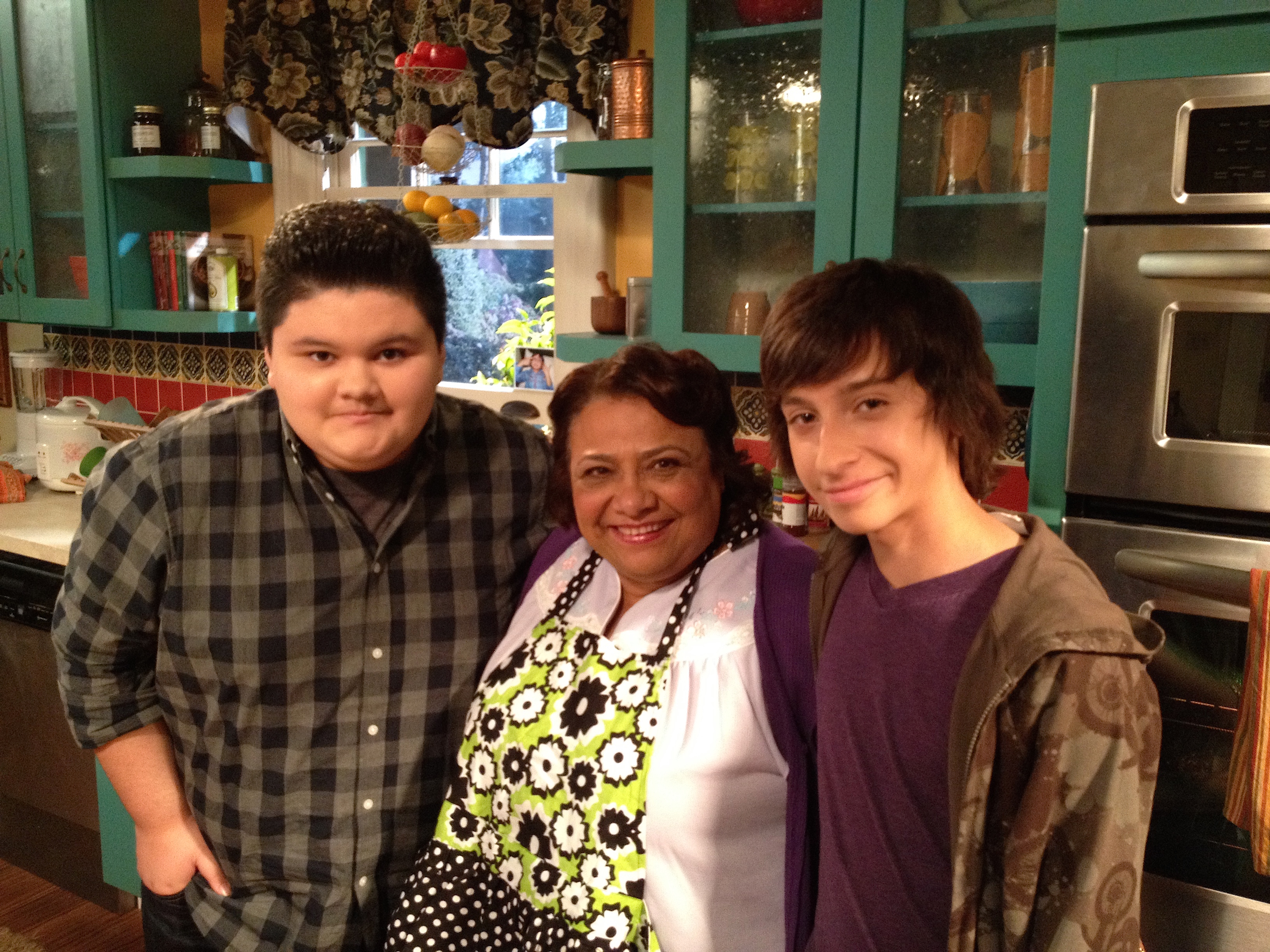 Jovan Armand, Tonita Castro and Nick Alvarez on the set of Bella and the Bulldogs.