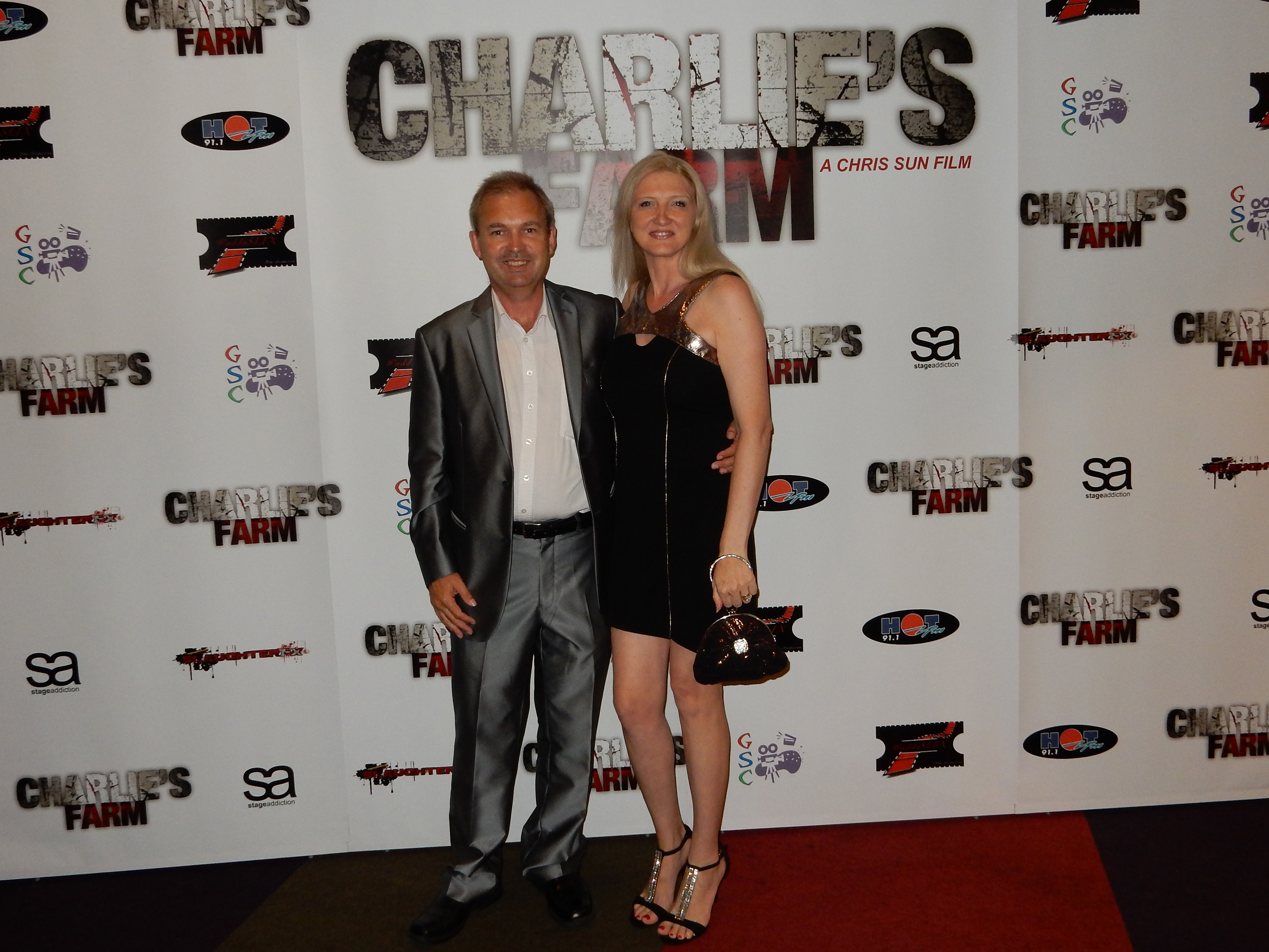 Michael Maguire with Toni McGhee at the premiere of 'Charlies Farm'.