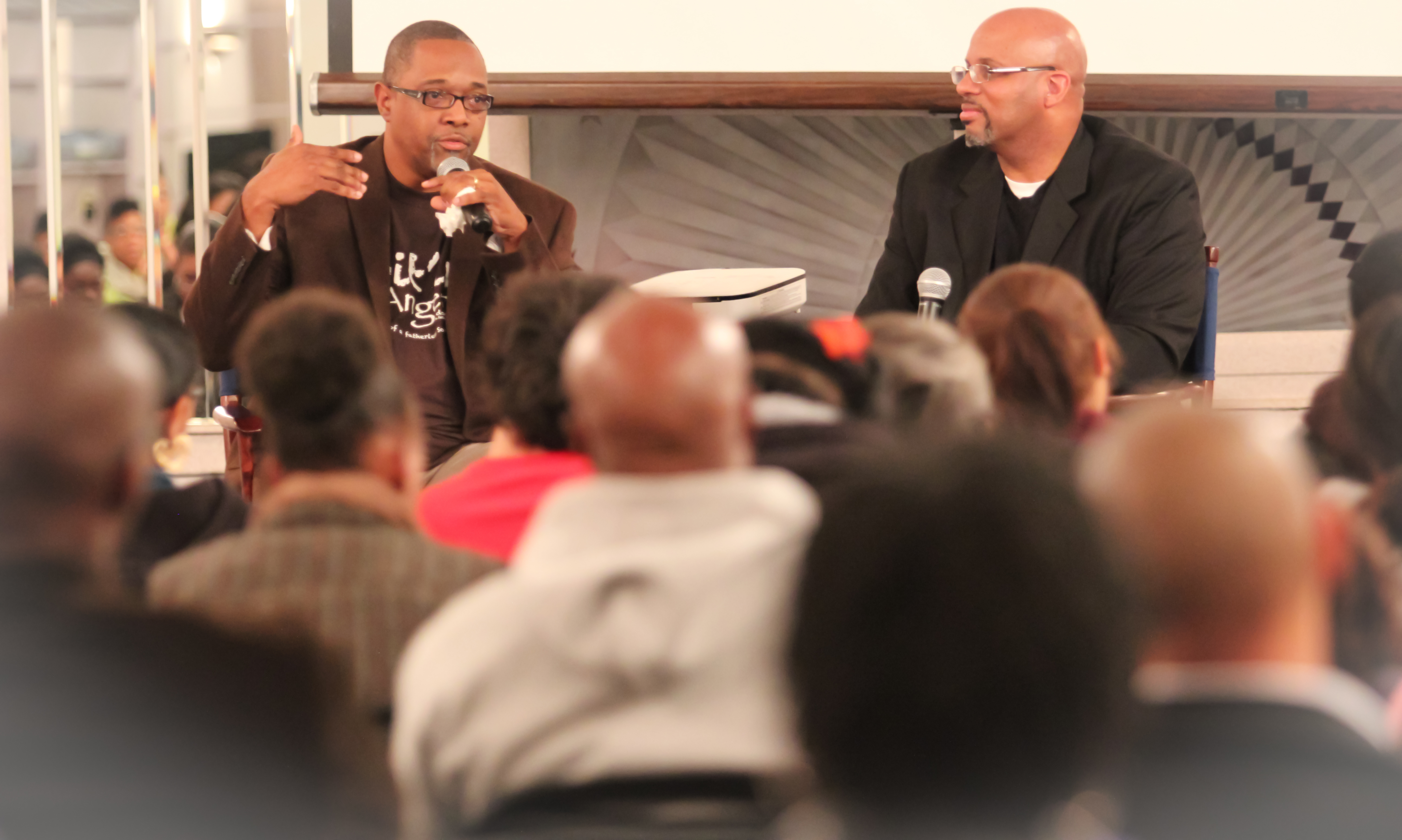 Kenneth Braswell with Pastor Tre Staton at the first pre-screening of Spit'in Anger
