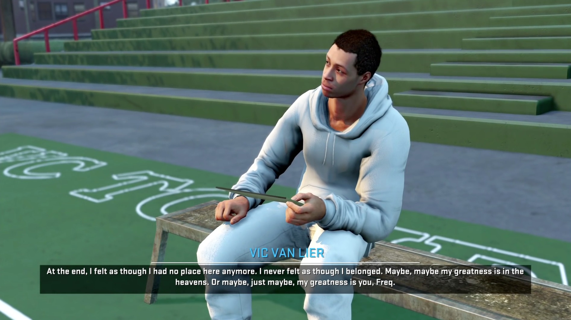 Vic Van Lier from NBA 2K16 reading his famous letter.