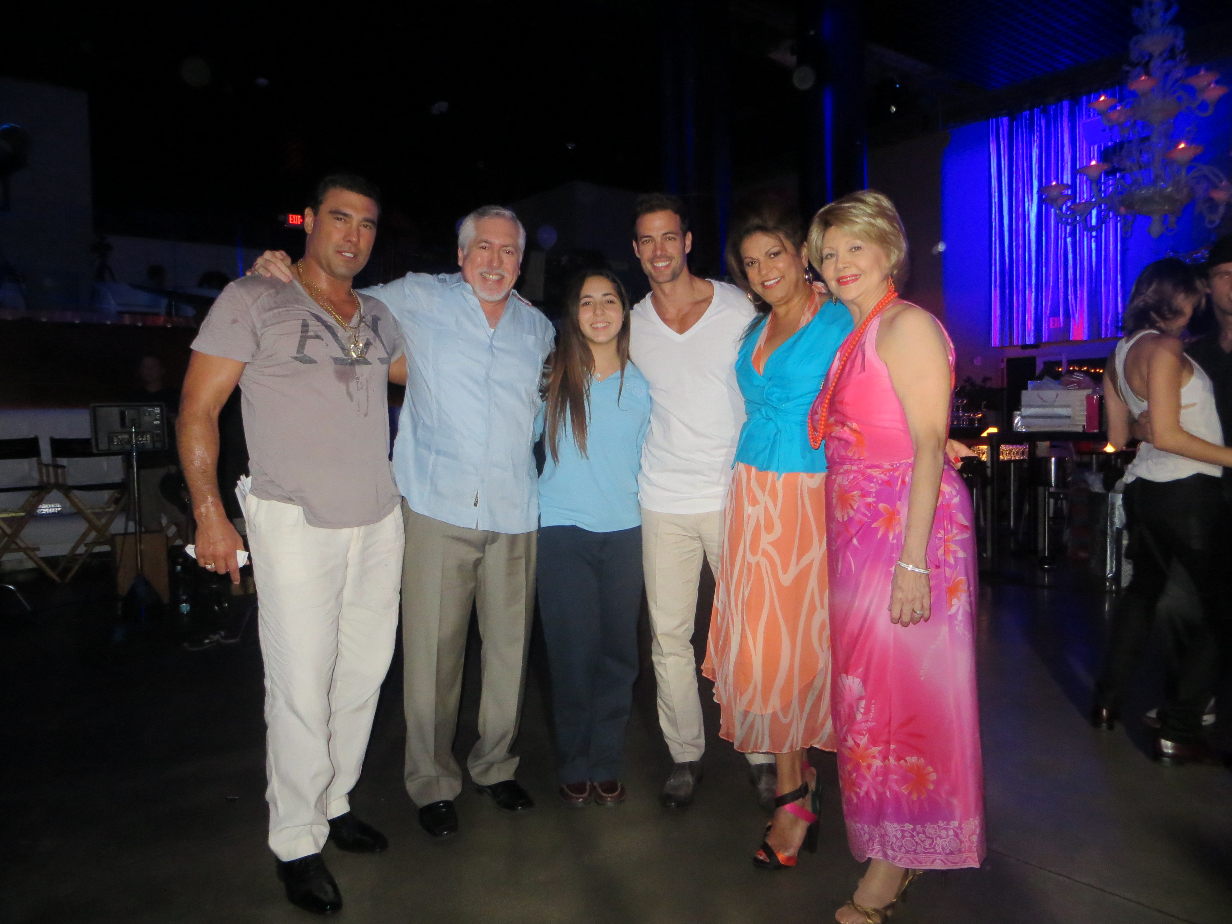 From left to right: Eduardo Yanez, Roberto Escobar, Vanessa Escobar, William Levy, Carmen Lopez and Celia Do Muino, the family at 