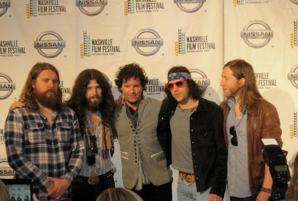 Director Kennedy (with Kamp Kennedy) and The Sheepdogs on the red carpet at Nashville Film Festival.