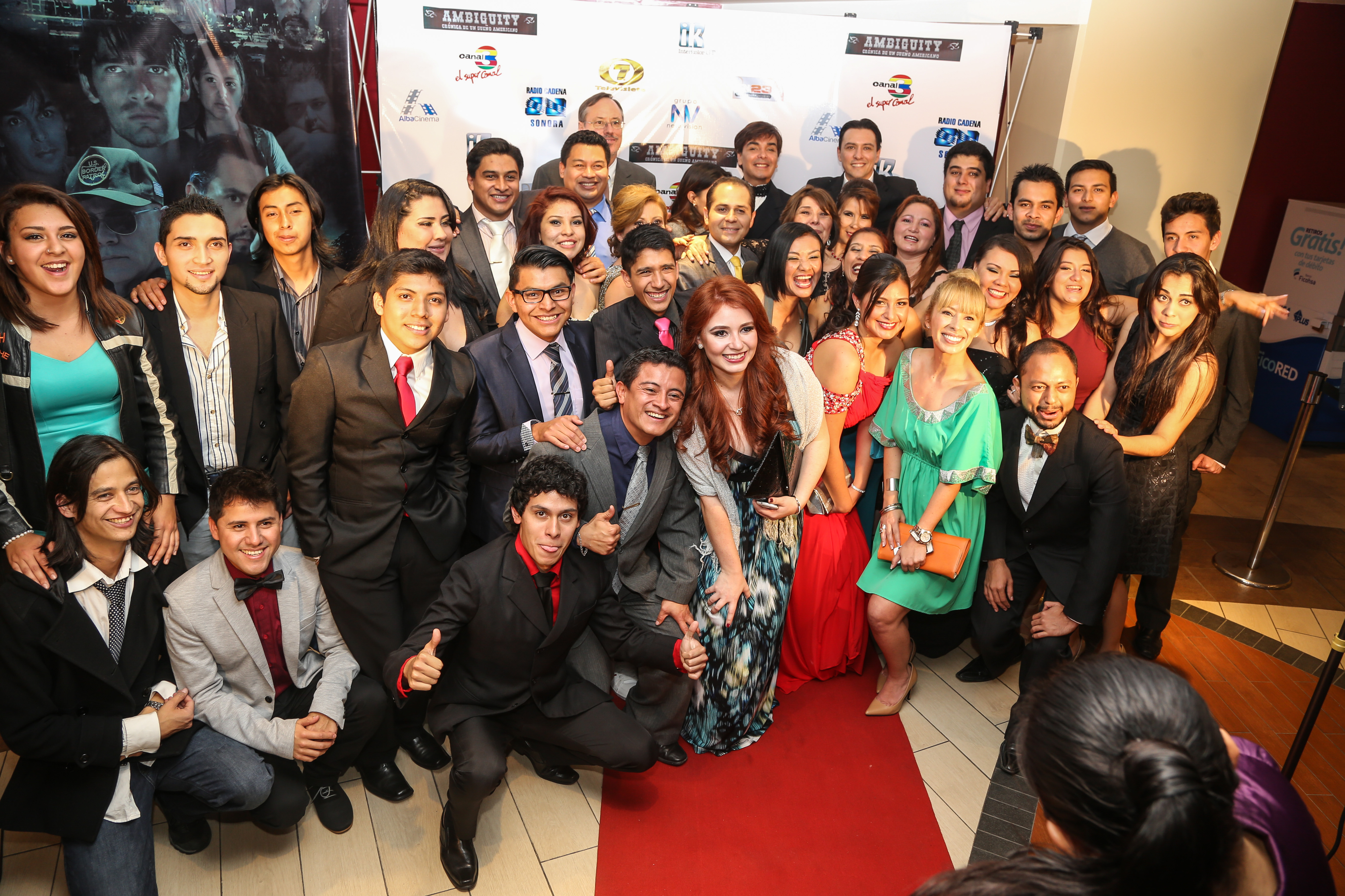 Part of the Cast and Crew of Ambiguity: Crónica De Un Sueño Americano at the Premiere in Guatemala City. November 27th, 2014