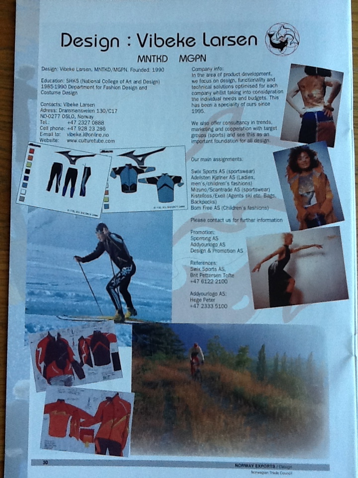 Info on Vibeke La. Maltun as designer in booklet Norwegian board of export ca 2000