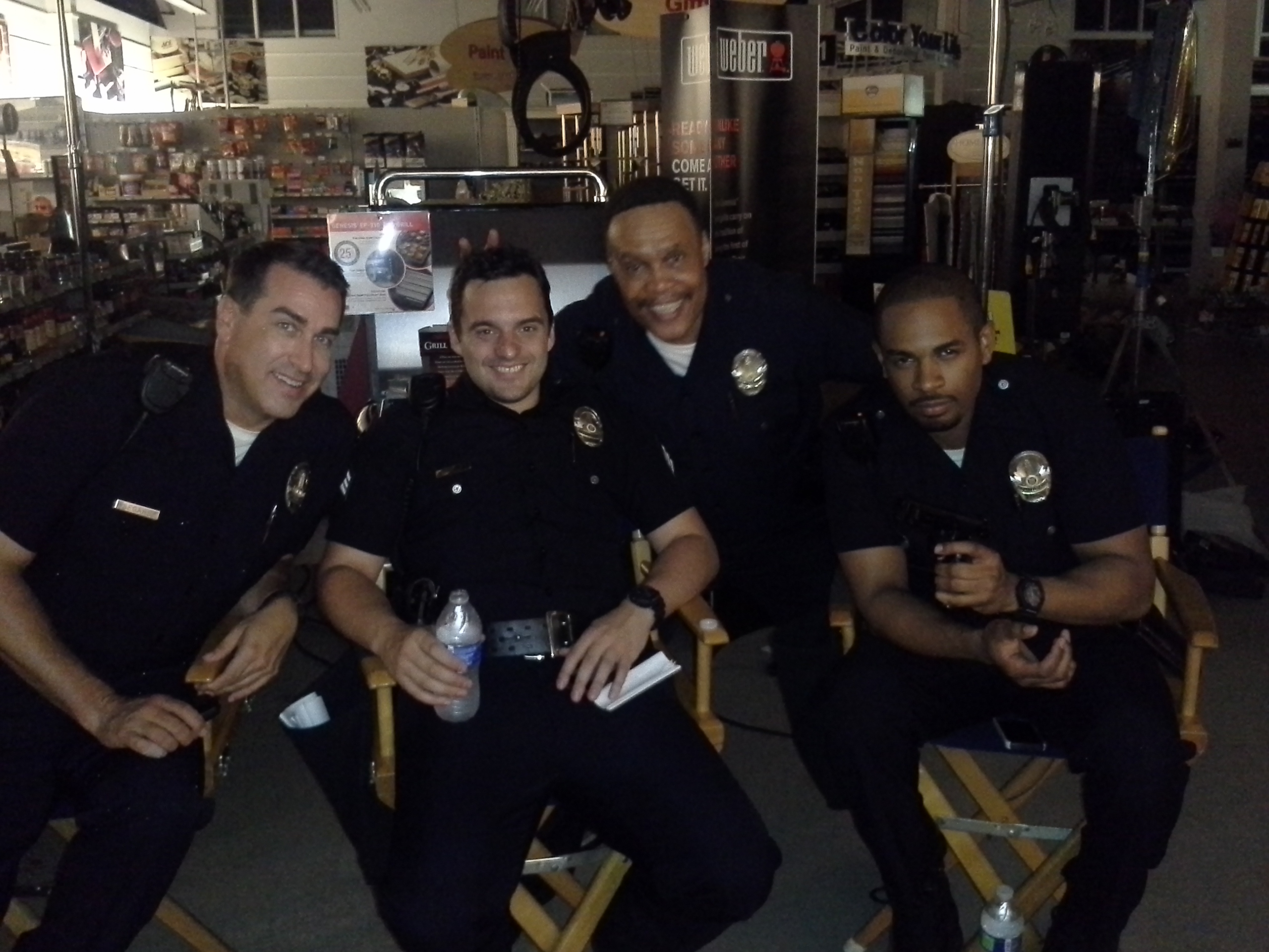 on the set of Lets be Cops