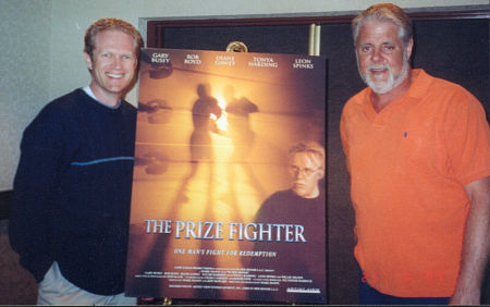 Jeff Howard (l) and Mark Mason (r) with a poster for their film, 