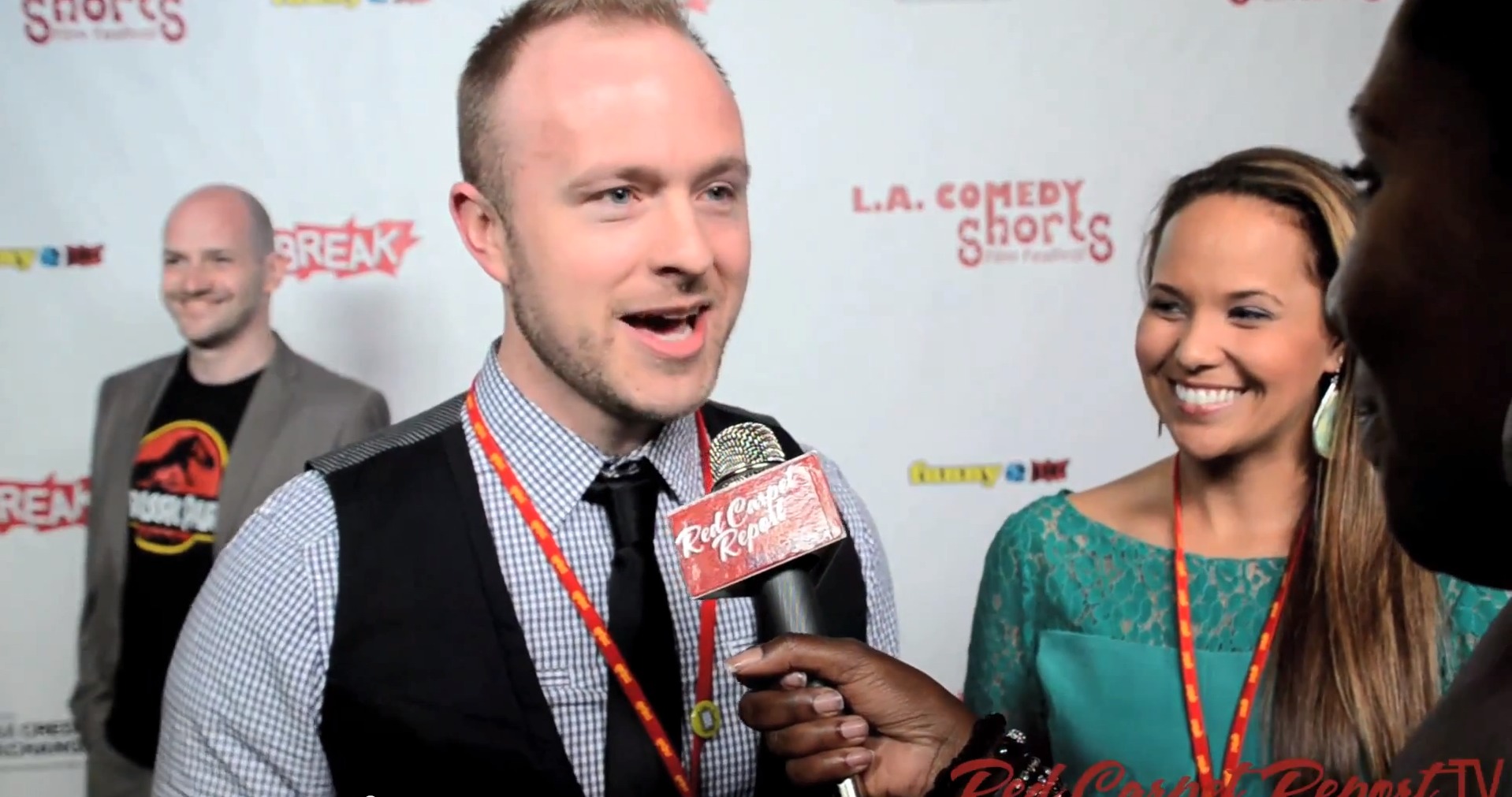 Greg and Jess Bro on the red carpet at the L.A. Comedy Shorts Film Festival in 2013.