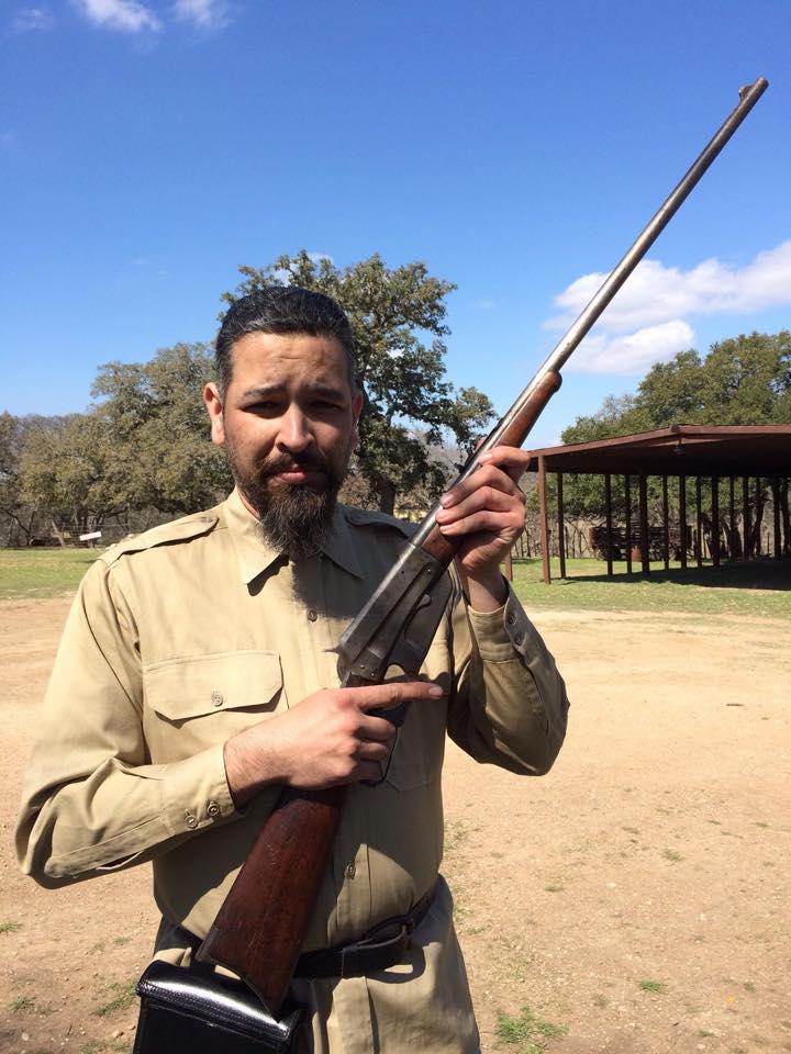 On the set of Legends & Lies playing a Bolivian Soldier.