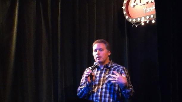 On stage at Flappers Comedy Club in Burbank
