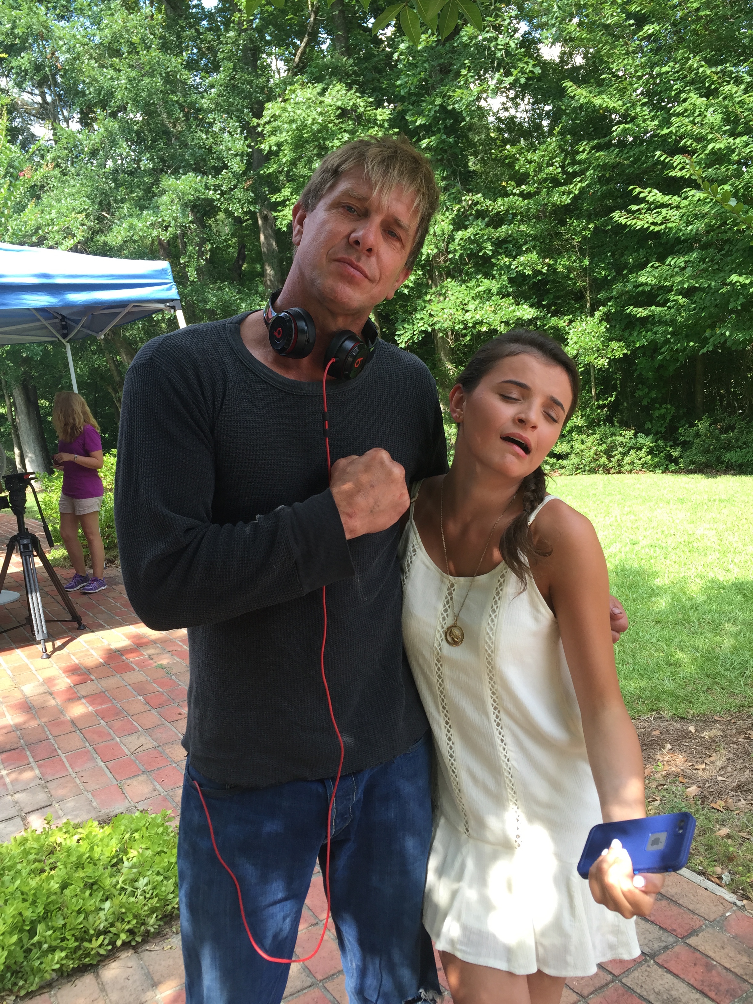Kenny Johnson and Alessandra Panepinto on the set of Checkpoint