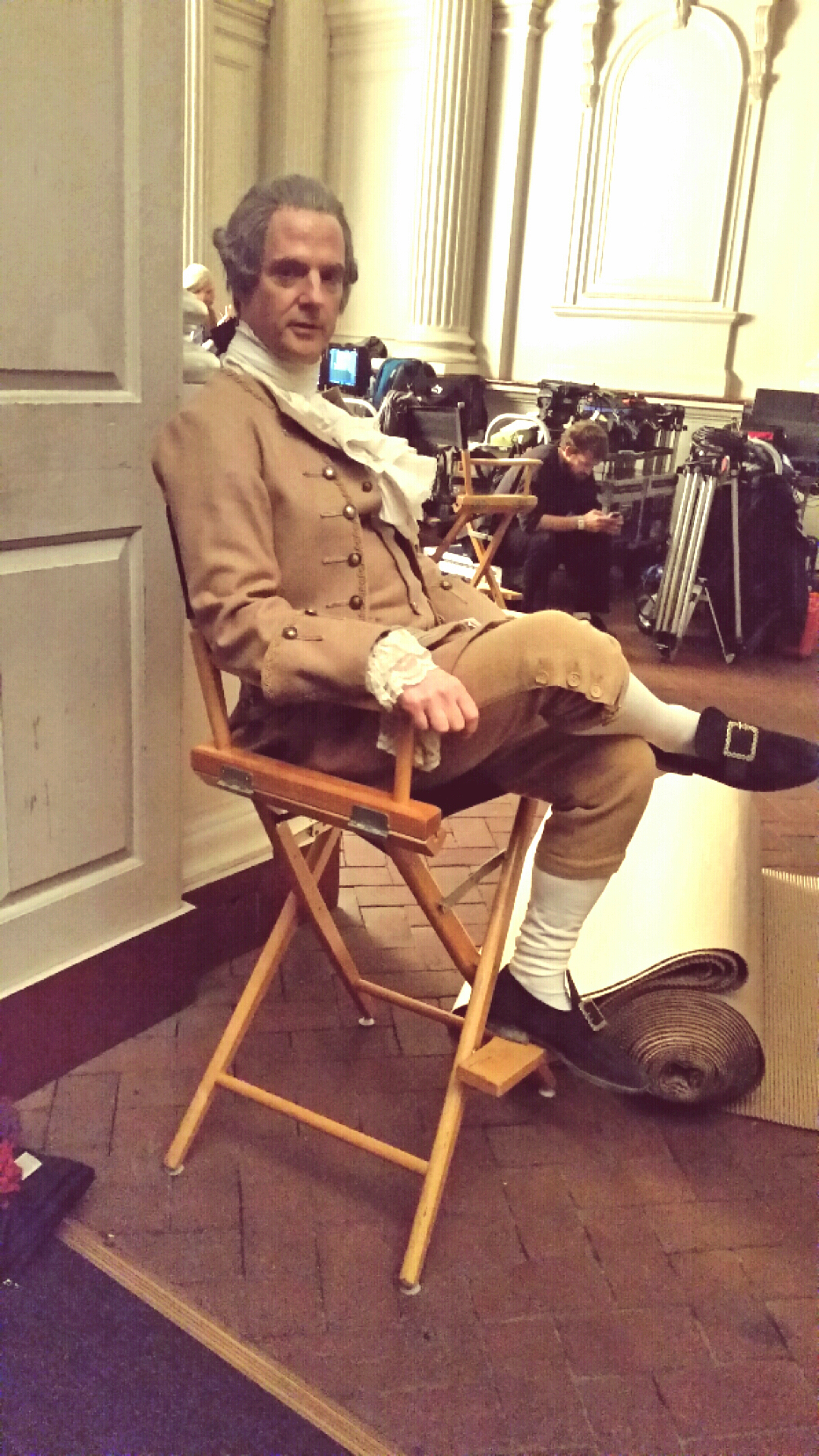 Michael Simon Hall portraying John Hancock in LIBERTY! shooting on location at the actual Independence Hall, Philadelphia.