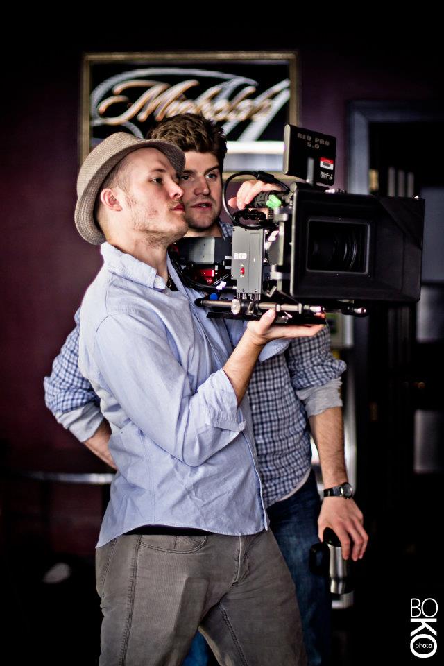 Director Ryan Moody and cinematographer Ragland Williamson set up a shot during production on 