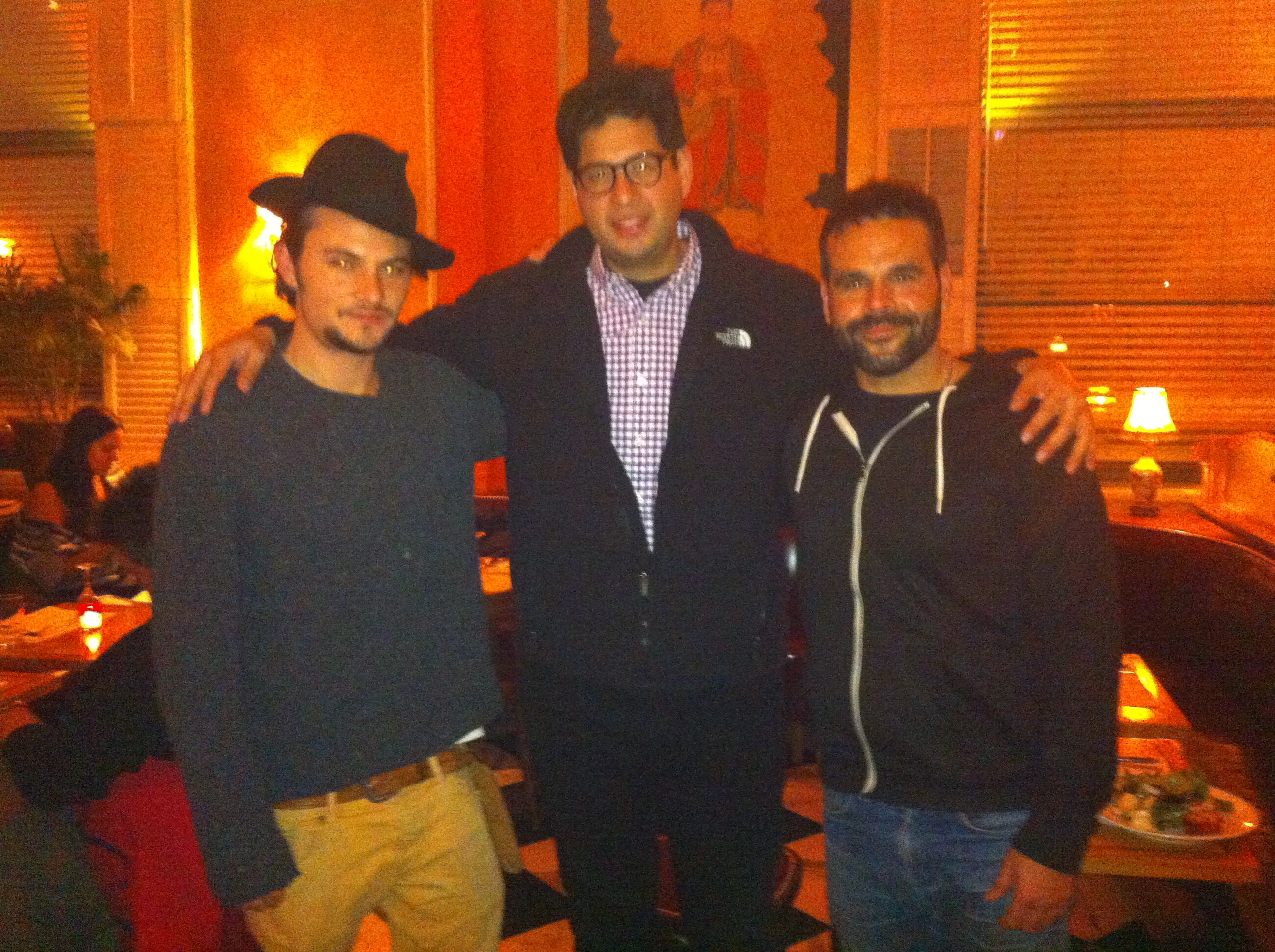 Shiloh Fernandez, Xavier Manrique, Diomedes Raul Bermudez on the set of Chronically Metropolitan