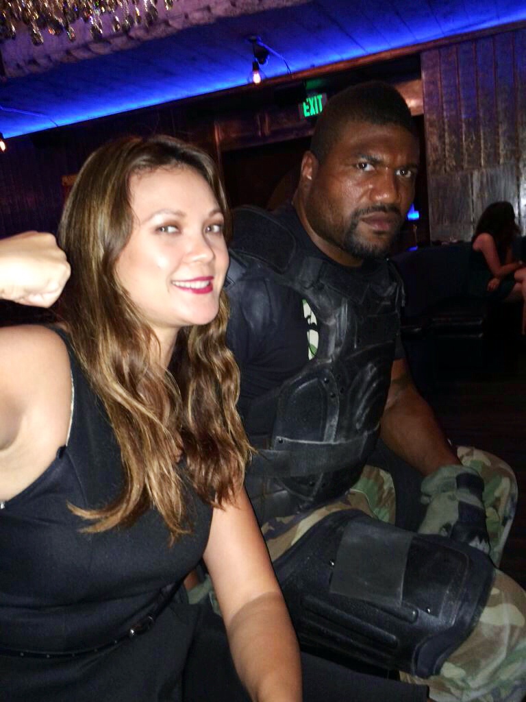 Kimberly Pal and UFC Fighter/Actor Rampage Jackson on set of the film Vigilante Diaries