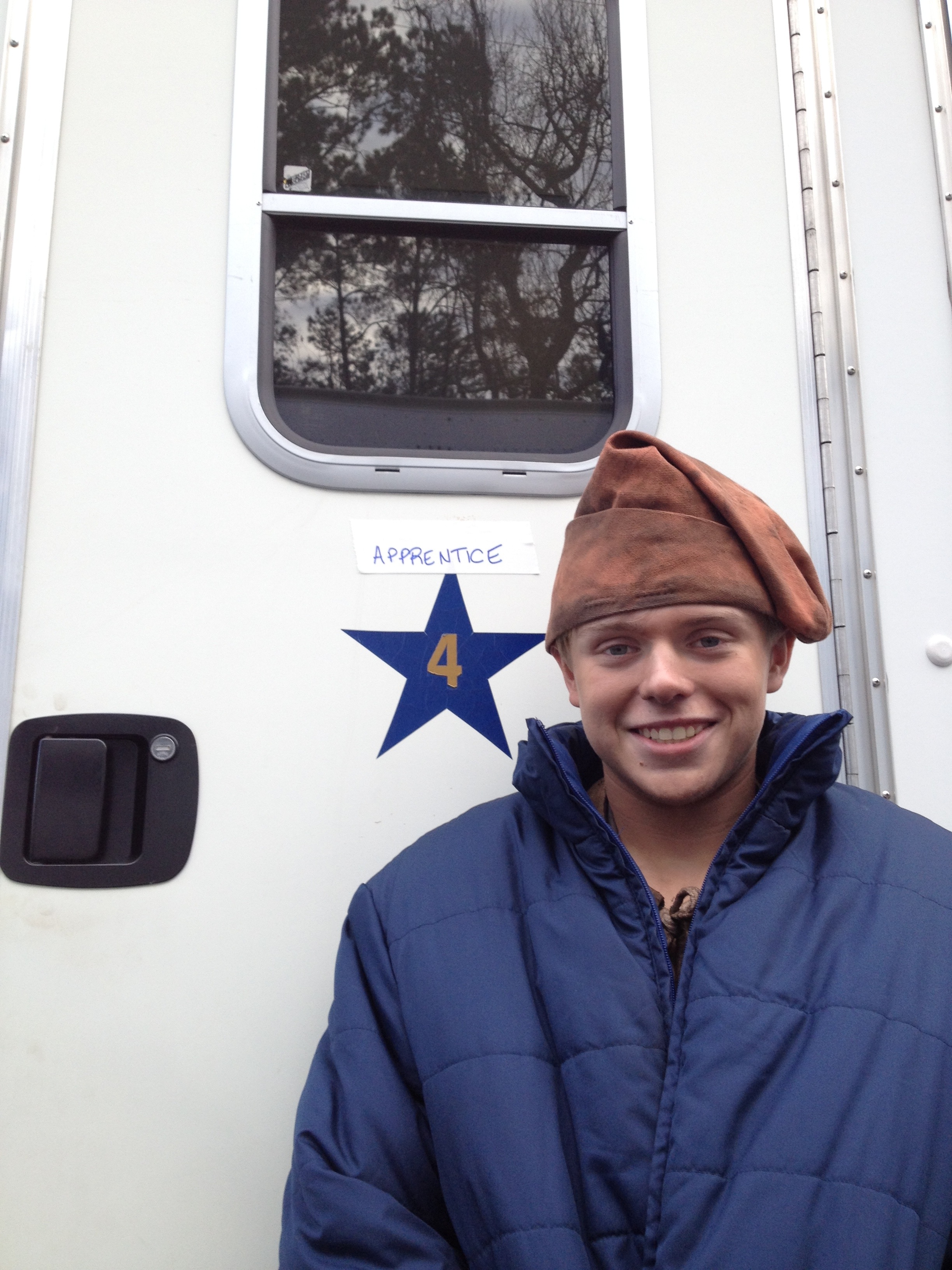 Zachary outside his trailer on the set of Salem.