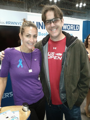 John Lordan with Summer Sanders at the expo for the New York Marathon 2013.