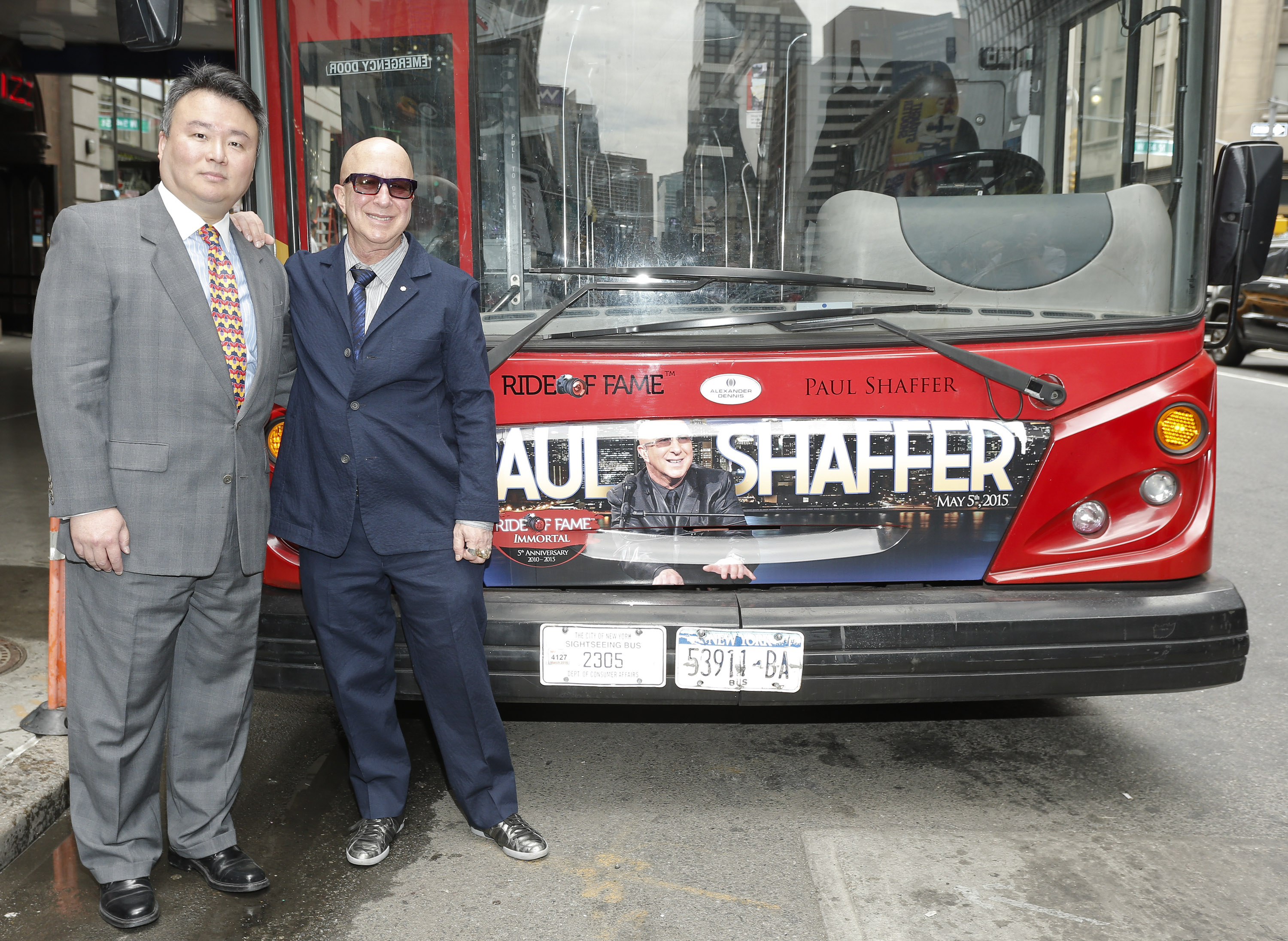 David W. Chien poses with Ride of Fame Honoree Paul Shaffer (May 5th, 2015).