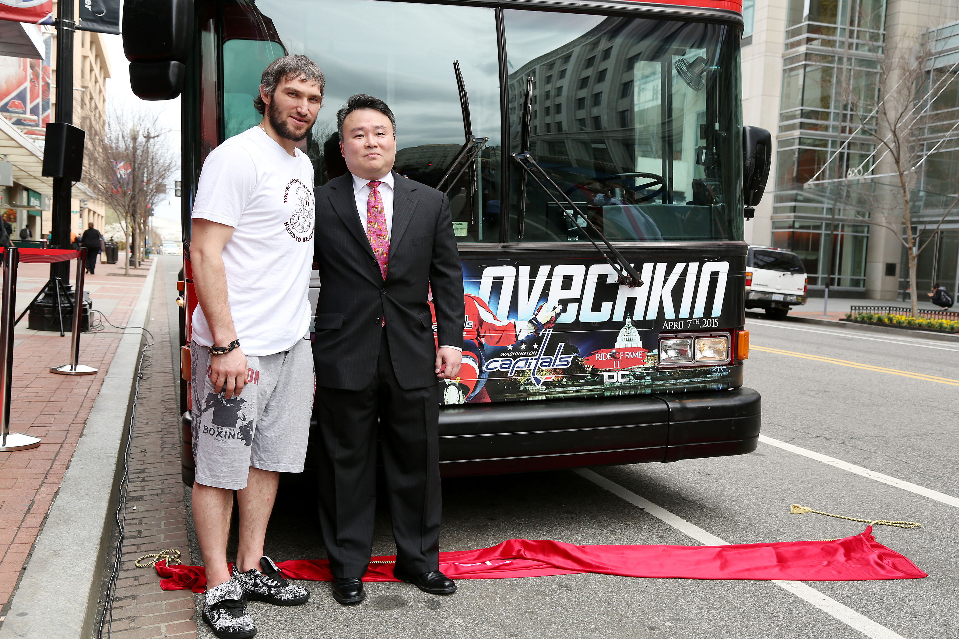 David W. Chien poses with Ride of Fame DC honoree Alexander Ovechkin (April 7th, 2015).