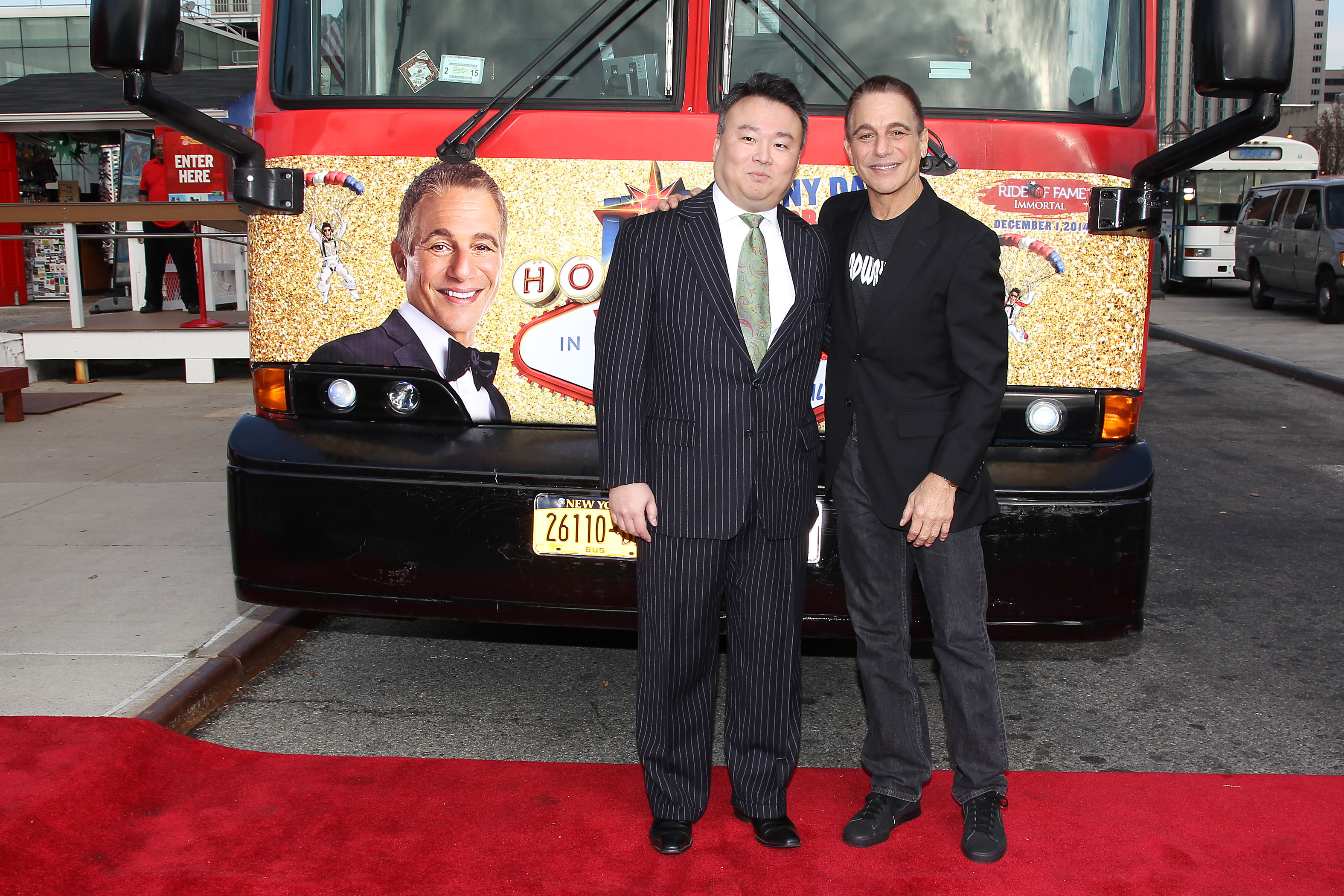 David W. Chien poses with Ride of Fame honoree Tony Danza (December 1st, 2014)