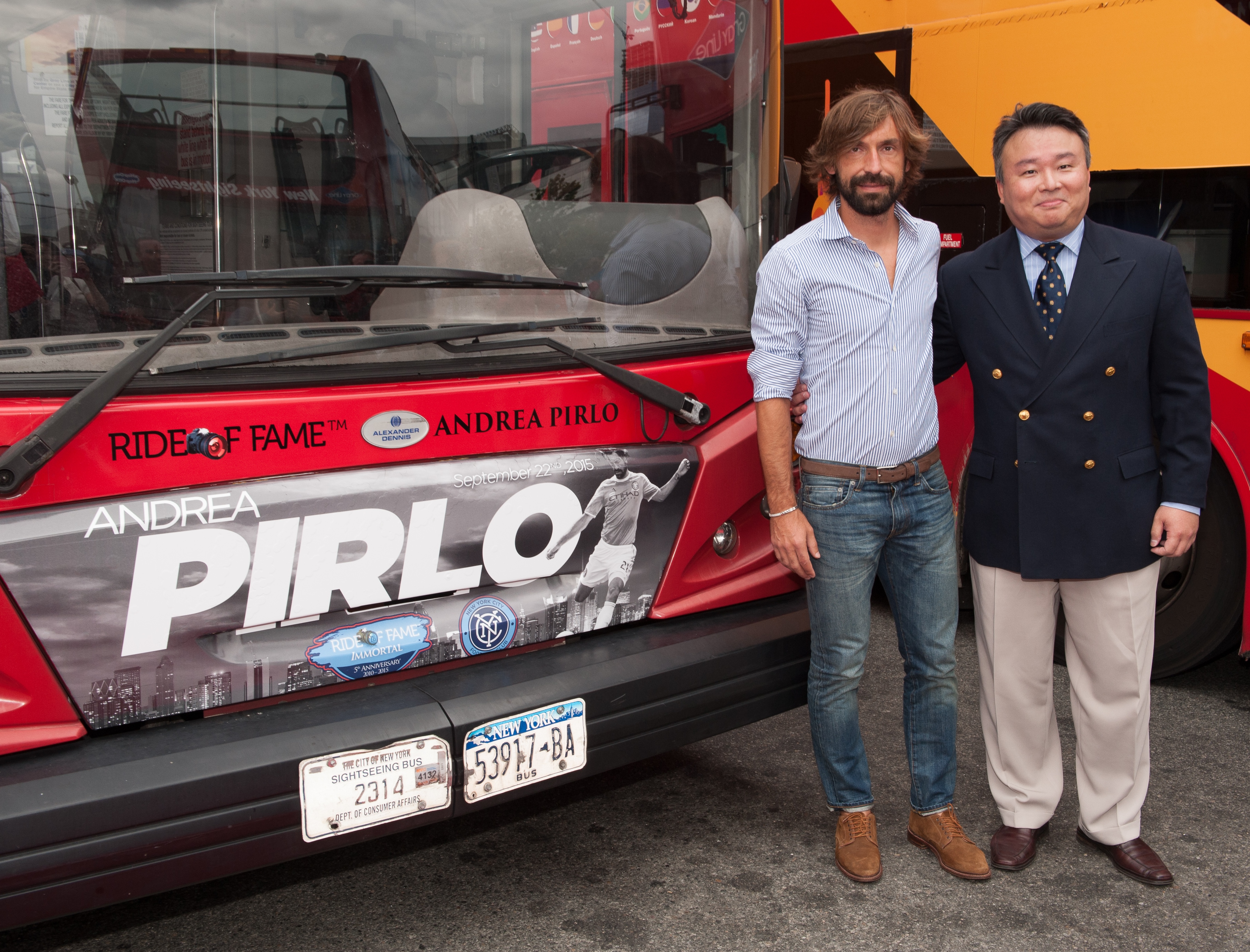 David W. Chien with Ride of Fame Official Fifth Anniversary Honoree Andrea Pirlo (September 22nd, 2015).