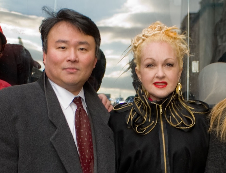 David W. Chien poses with Ride of Fame Honoree Cyndi Lauper (January 27th, 2011).