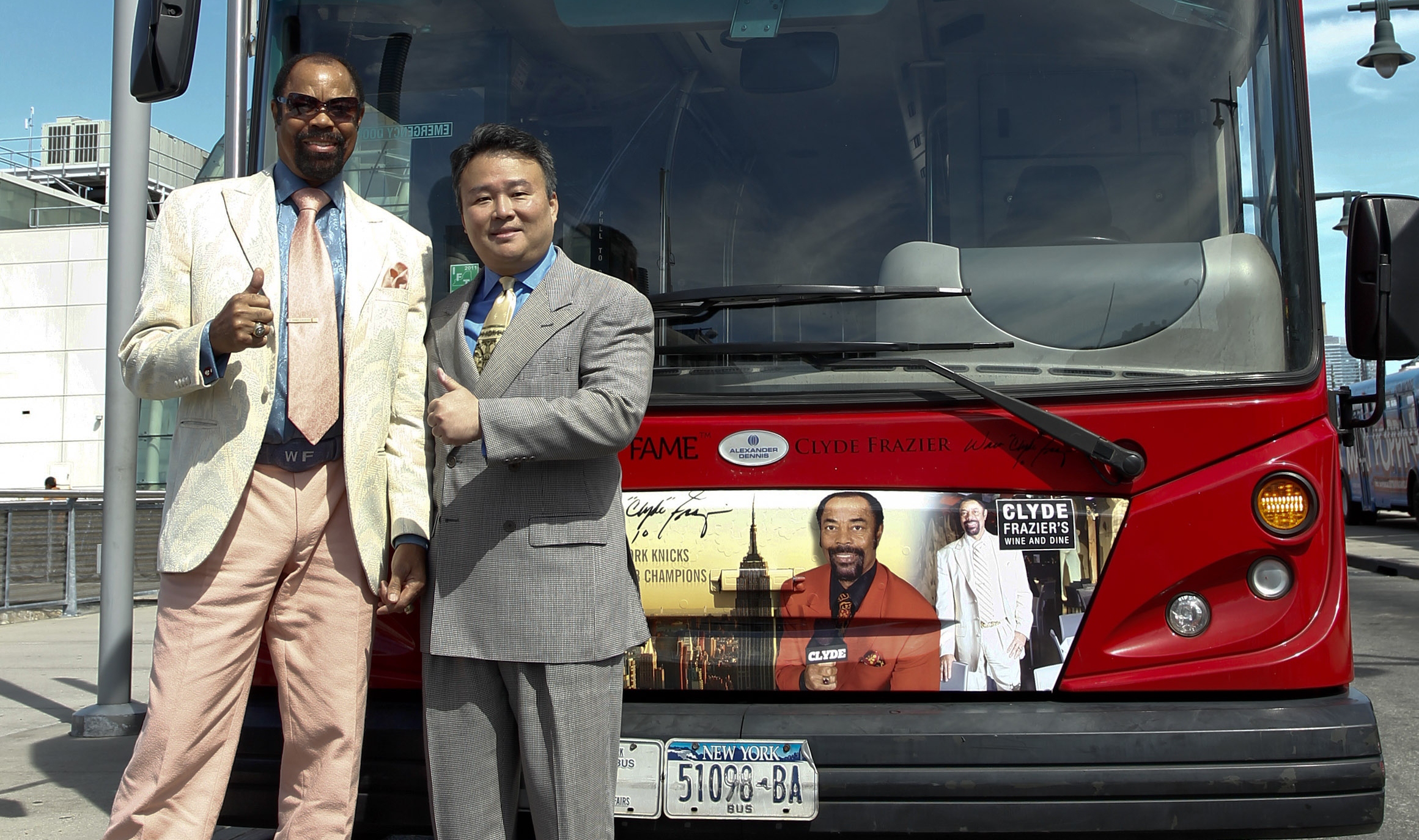 David W. Chien poses with Walt Clyde Frazier at Ride of Fame (September 19th, 2012).