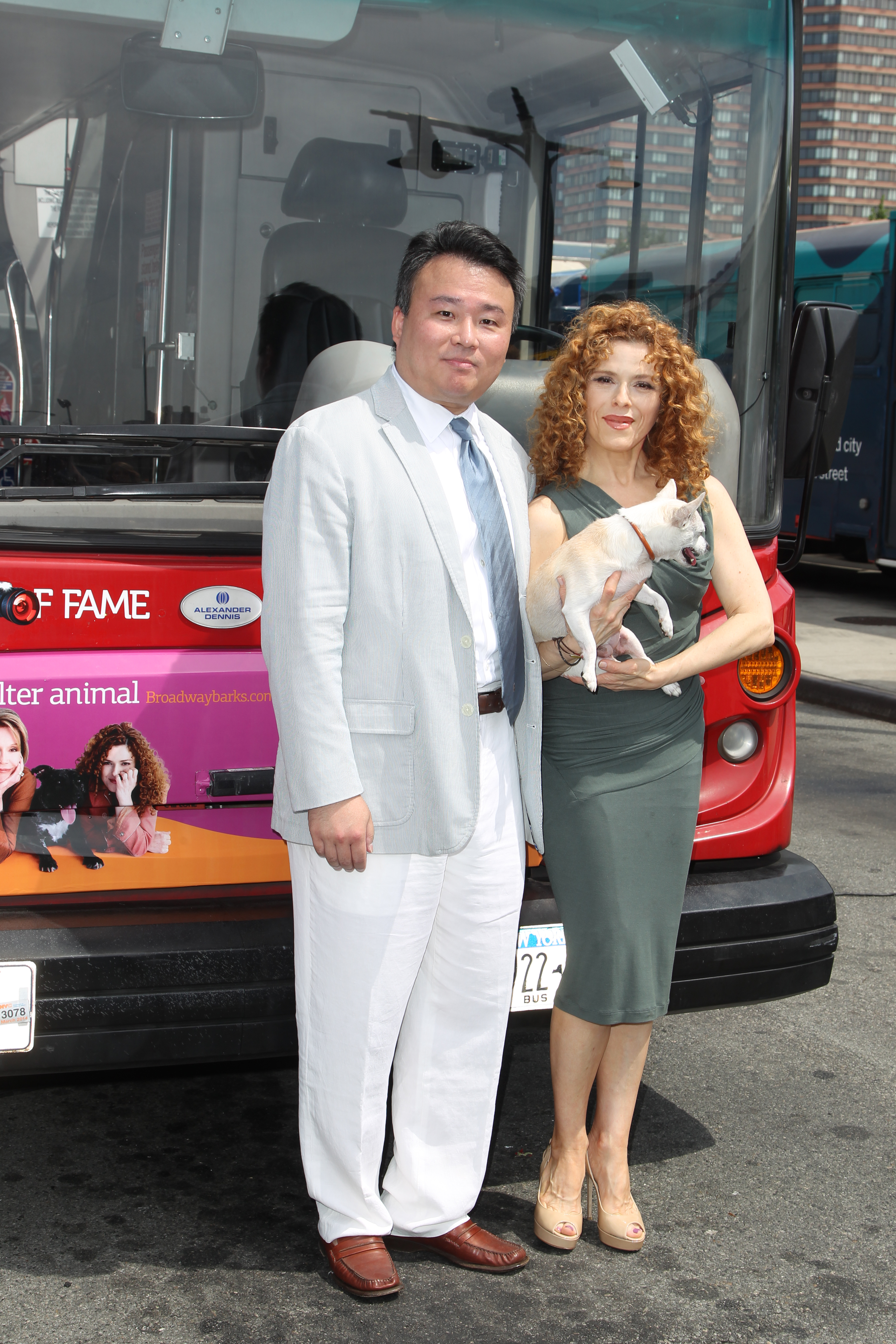 David W. Chien poses with Ride of Fame Honoree Bernadette Peters (August 21st, 2012).